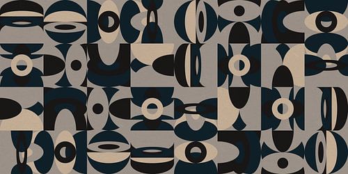 Abstracte retro geometrie in zwart, grijs, wit.