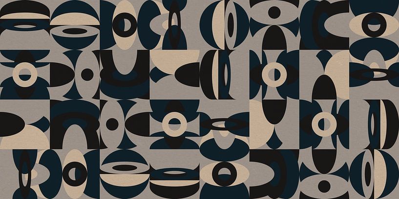 Abstract retro geometry in black, grey, white. by Dina Dankers