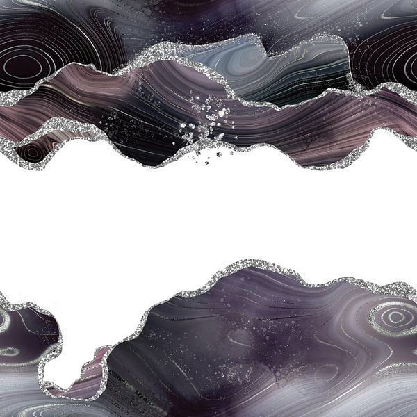 Zwart &amp; Zilver Glitter Agaat Textuur 07 van Aloke Design