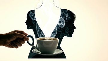 drinking coffee or cappuccino by Egon Zitter