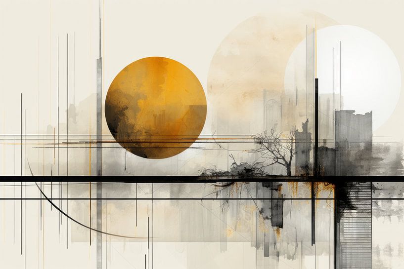 Moderne Abstraktion mit Goldakzent von Studio Allee