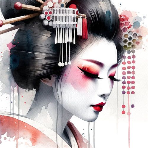 Crimson Kanzashi Moderne Geisha