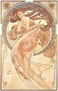 Kunst: Dans  - Art Nouveau Schilderij Mucha Jugendstil van Alphonse Mucha thumbnail