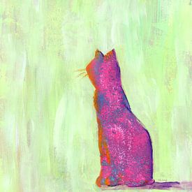 Roze gekleurde kat van Karen Kaspar