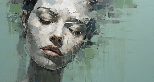 Femme le vert et le gris