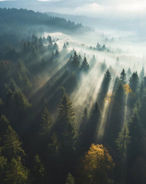 Herbstwald im Sonnenaufgang von fernlichtsicht
