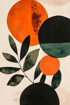 Abstract composition with circles and leaves by Poster Art Shop