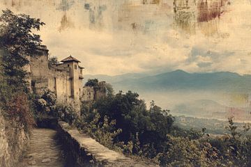 Romantic Forgotten Castle in the Misty Valley
