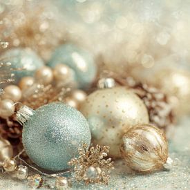Christmas decoration in Blue Gold and Pearl by Femea Art ai