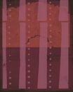 Moderne abstracte kunst. Vormen en strepen in roze, terra, wijnrood. van Dina Dankers thumbnail