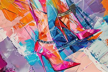 Modern Abstract | Pink Shoes | Abstract van Blikvanger Schilderijen