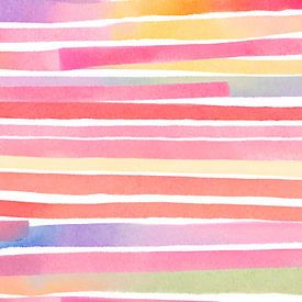 Bunte Streifen in Wasserfarben von Kim Karol / Ohkimiko