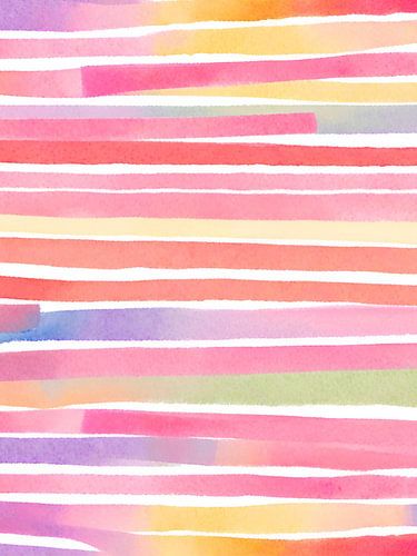 Kleurrijke strepen in aquarelverf van Kim Karol / Ohkimiko
