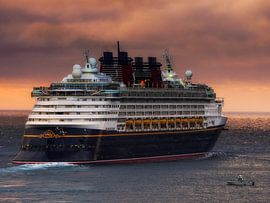 Sunset with Disney Wonder by Barry Jansen