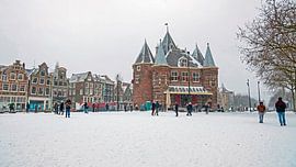 Snowy Amsterdam with the Waag building in winter by Eye on You