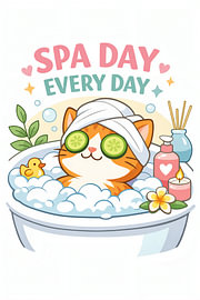Spa Cat in a bubble bath by DesignDoodle