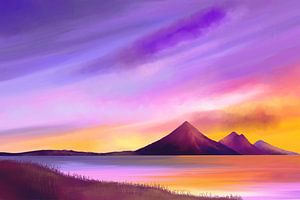 Friedliche Landschaft in Violett