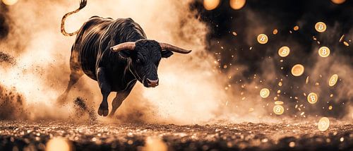 Stier in het stof - Dynamisch en krachtig