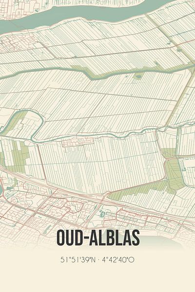 Vintage map of Oud-Alblas (South Holland) by Prints of Place