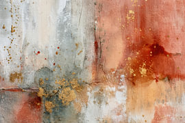 Coral Glow – Elegant Coral and Gold Painting by Joriali Abstract