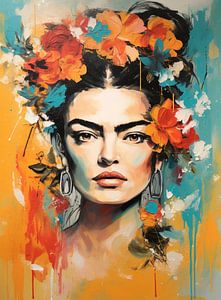 Colourful portret & flowers van Bianca ter Riet