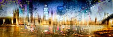 City-Art MANHATTAN SKYLINE & TIMES SQUARE Composing by Melanie Viola
