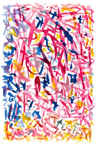 Let's get loose on the dancefloor | Abstracte Aquarel schilderij
