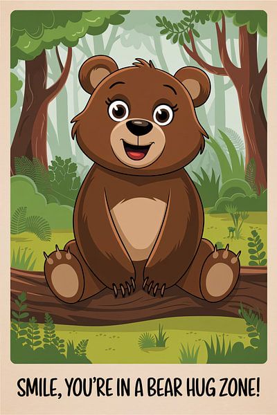 Cheerful bear in the forest by Art & Soul Creations