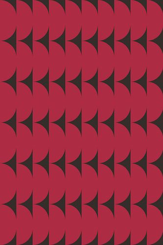 Retro kunst uit de jaren 70. Abstracte geometrische vormen in rood en zwart.