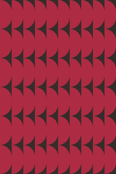 Retro kunst uit de jaren 70. Abstracte geometrische vormen in rood en zwart. van Dina Dankers