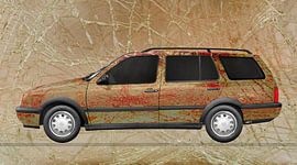 VW Golf 3 Variant Art Car in yellow splinter by aRi F. Huber