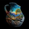 Farbenfrohe Landschaft auf einer Vase von TheXclusive Art