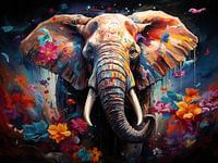 Vibrant Serenity: AI-Generated Elephant Art