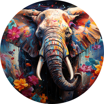 Vibrant Serenity: AI-Generated Elephant Art