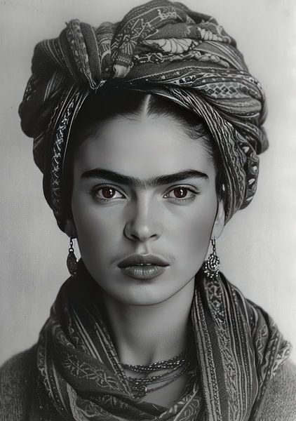 Frida Poster Black and White von Niklas Maximilian