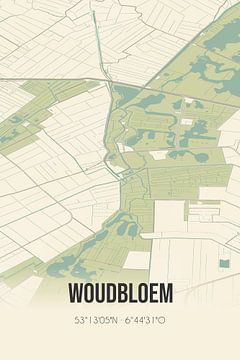 Vintage landkaart van Woudbloem (Groningen) van MijnStadsPoster