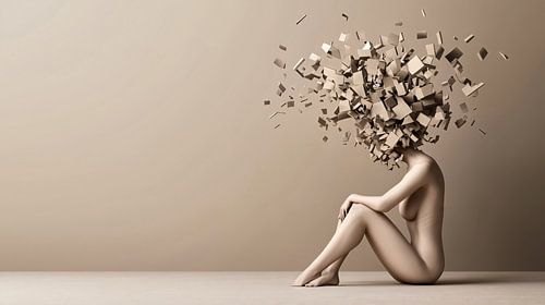 Surrealistische weergave van een emotionele inzinking