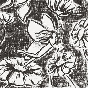 Schmetterlingselfe mit Blumen