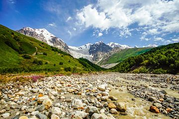 Vue sur les glaciers et les montagnes géorgiennes sur Leo Schindzielorz