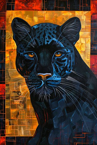 Moderne abstracte kunst van zwarte panter van Art & Soul Creations