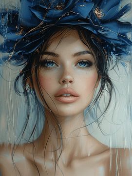 Modern chic portrait in blue by Carla Van Iersel