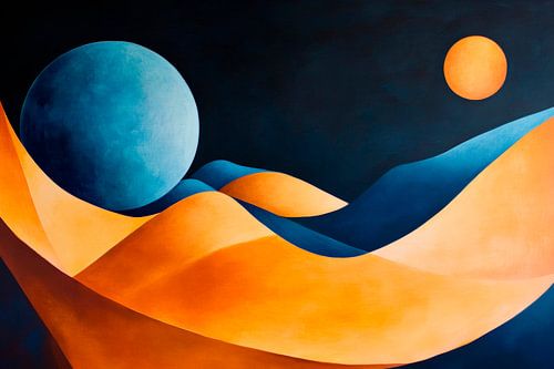 Hemels landschap met planeten en duinen
