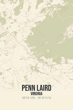 Vintage landkaart van Penn Laird (Virginia), USA. van Rezona