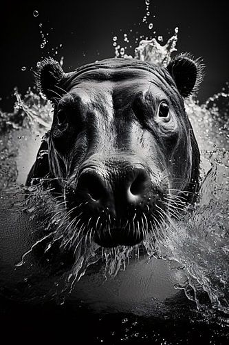 Minimalist animal portrait in black and white