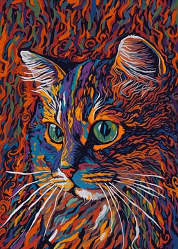 Abstract expressionism cat art by Sahruddin Said