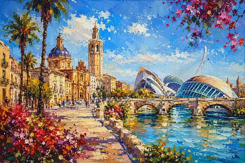 A painting of Valencia – A beautiful city in Spain.