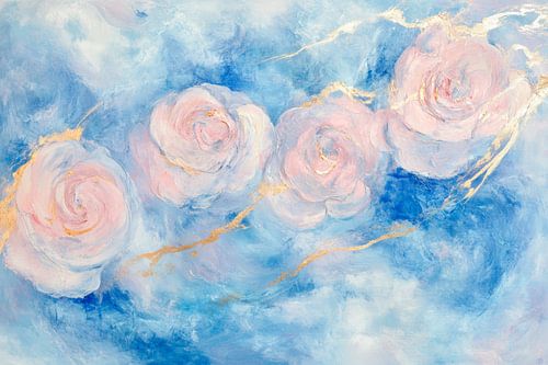 Romantische rozen in zacht blauw