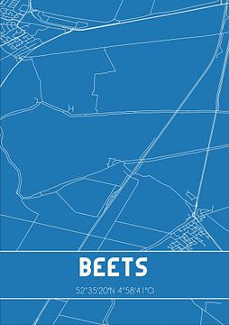 Blauwdruk | Landkaart | Beets (Noord-Holland) van MijnStadsPoster