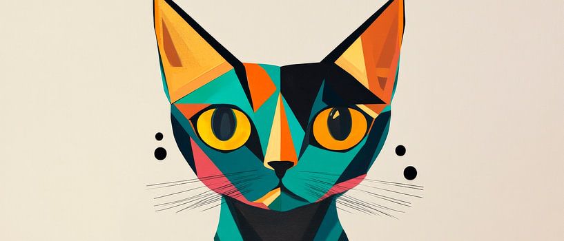 Colourful eyes of happiness - Cat Geometric elegance - Kat by Poster Art Shop