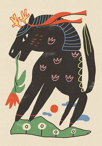 Mythical Horse with Flower